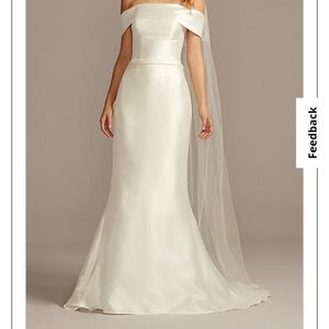David's Bridal Off-the-Shoulder Mikado Trumpet Wedding Dress
